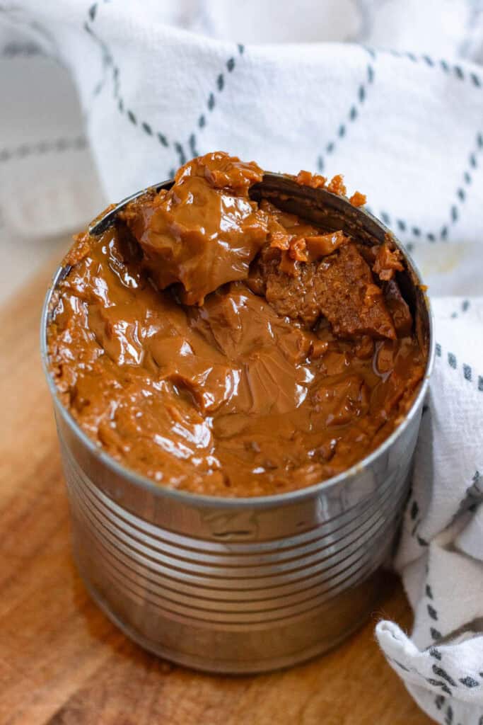 Thick homemade dulce de leche after cooking with the stovetop method.